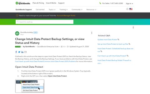 Change Intuit Data Protect Backup Settings, or vie...