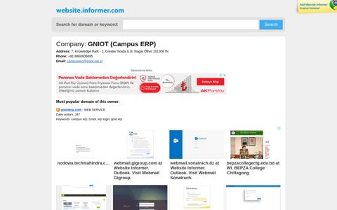 Campus ERP GNIOT at Website Informer