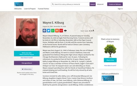 Wayne Kilburg | Obituary | Clinton Herald