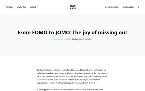 From FOMO to JOMO: the joy of missing out - Ness Labs