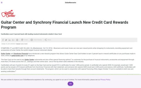 Guitar Center and Synchrony Financial Launch New Credit ...