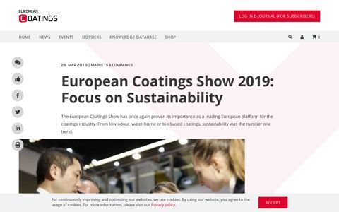 European Coatings Show 2019: Focus on Sustainability ...