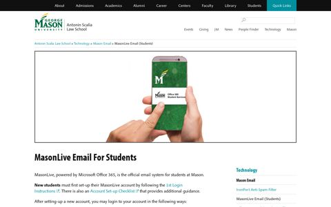 MasonLive Email (Students) | Antonin Scalia Law School