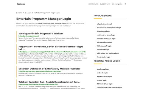 Entertain Programm Manager Login ❤️ One Click Access