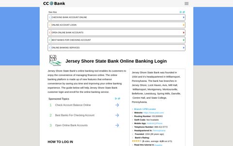 Jersey Shore State Bank Online Banking Login - CC Bank