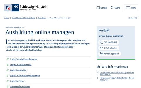 Ausbildung online managen - IHK Schleswig-Holstein