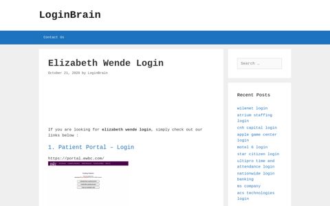 Elizabeth Wende - Patient Portal - Login - LoginBrain
