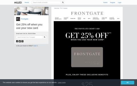 Frontgate: Get 25% off when you use your new card | Milled