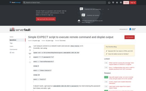 Simple EXPECT script to execute remote command and ...