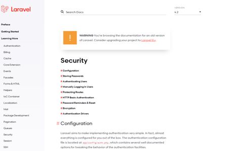 authentication and security - Laravel
