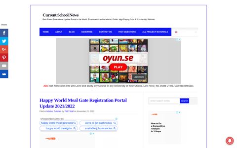 Happy World Meal Gate Registration Portal Update 2021/2022