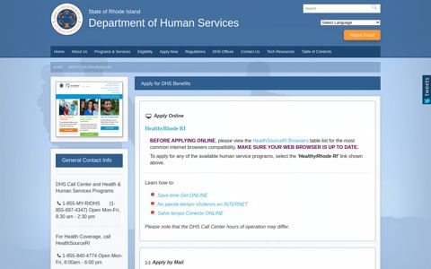 Apply for DHS Benefits- Rhode Island -Department of Human ...