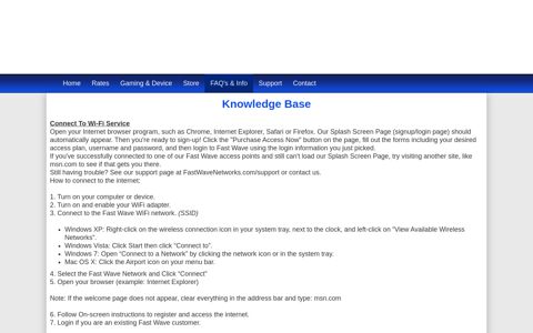 Knowledge Base - Fast Wave Networks, LLC