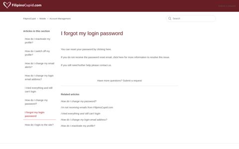 I forgot my login password – FilipinoCupid