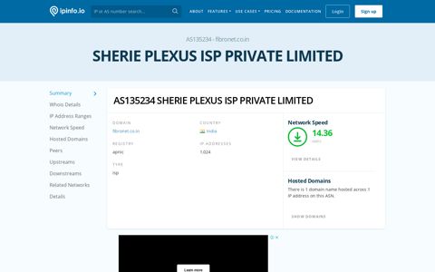 AS135234 SHERIE PLEXUS ISP PRIVATE LIMITED - IPinfo.io