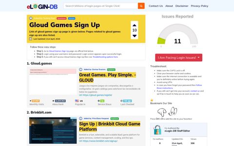 Gloud Games Sign Up