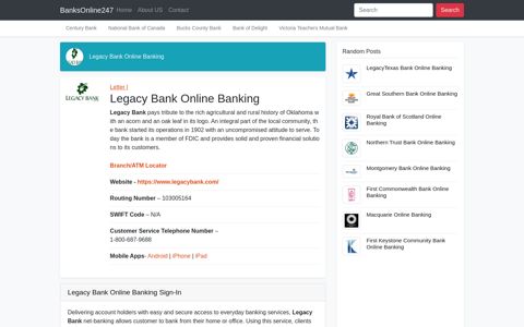 Legacy Bank Online Banking Sign-In