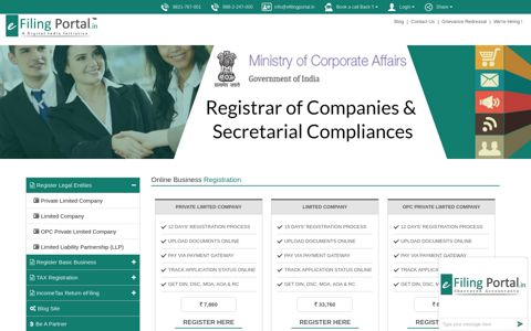 eFiling Portal - Online Business Company Registration India