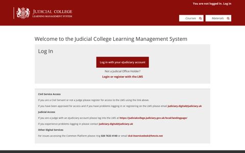 the Judicial College Learning Management System