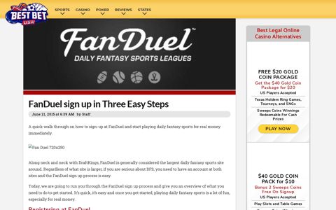 FanDuel Sign up in Three Easy Steps