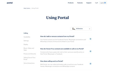 Portal from Facebook: Help Center - Using Portal