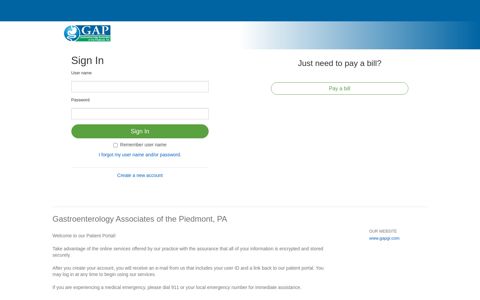 Gastroenterology Associates of the Piedmont, PA - Patient Portal