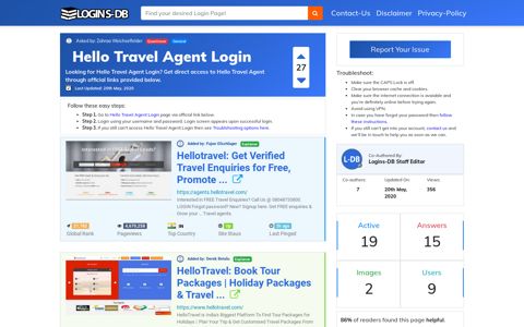 Hello Travel Agent Login - Logins-DB
