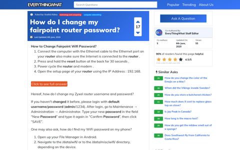 How do I change my fairpoint router password ...