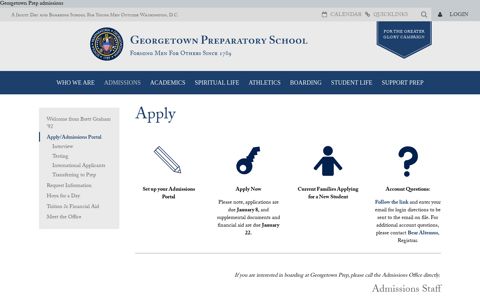 Apply/Admissions Portal - Georgetown Preparatory School