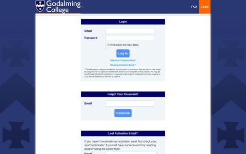 Online Applications > Login - Godalming College