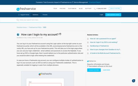 How can I login to my account? : Freshservice