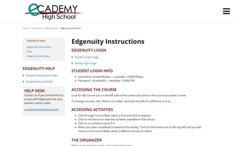 Edgenuity Instructions - eCADEMY Magnet School