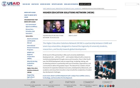 Higher Education Solutions Network (HESN) | U.S. Global ...