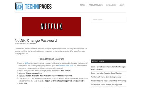 Netflix: Change Password - Technipages