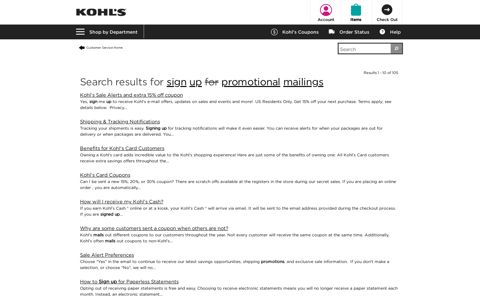 sign up for promotional mailings - Find Answers - Kohl's