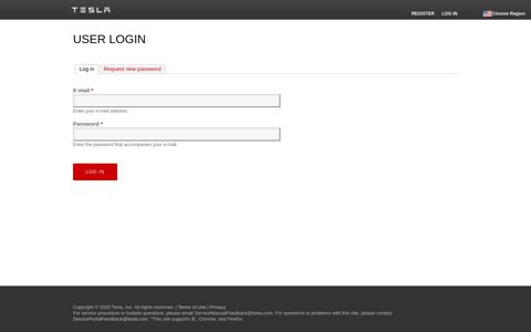 User login | Tesla Service