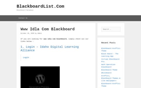 Www Idla Com Blackboard - BlackboardList.Com