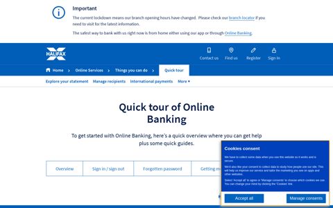 Halifax UK | Quick tour of Online Banking | Online Services