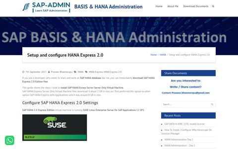 Setup and configure HANA Express 2.0 - BASIS & HANA ...