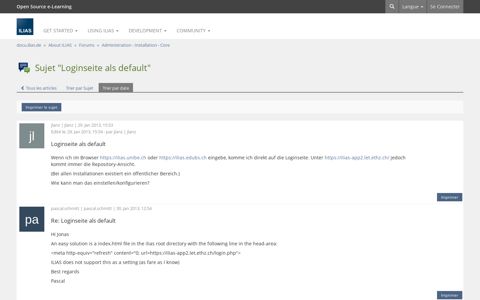 Sujet "Loginseite als default" - ILIAS E-Learning