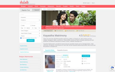 Kayastha Matrimony & Matrimonial Site - Shaadi.com