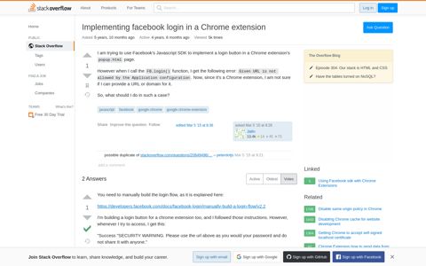 Implementing facebook login in a Chrome extension - Stack ...
