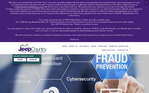 Fraud/Security Protection — Jeep Country Federal Credit Union