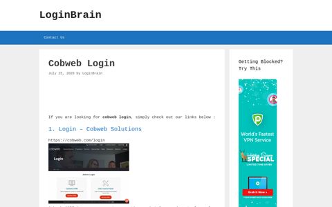 Cobweb - Login - Cobweb Solutions - LoginBrain