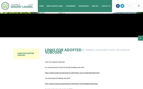 Links for Adopted Subcode - Welcome to Mount Laurel, NJ