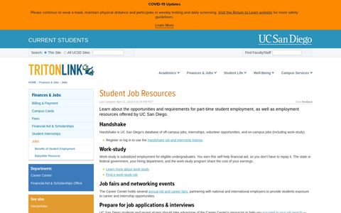 Student Job Resources - TritonLink - UC San Diego