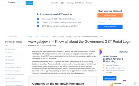 www.gst.gov.in: Government Website for GST Portal Login ...