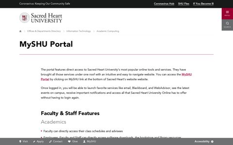MySHU Portal | Sacred Heart University