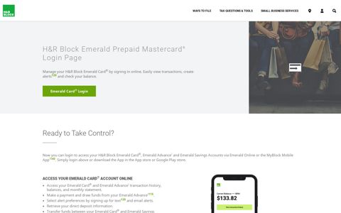 Emerald Card® Login Page | H&R Block®