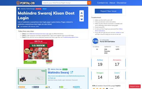 Mahindra Swaraj Kisan Dost Login - Portal-DB.live
